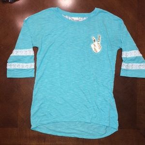 Cute Lace Top With Cool Peace Sign